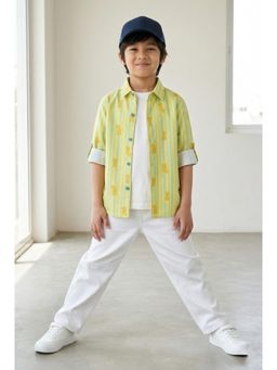 Tales & Stories - Boys Yellow Striped Casual Shirt