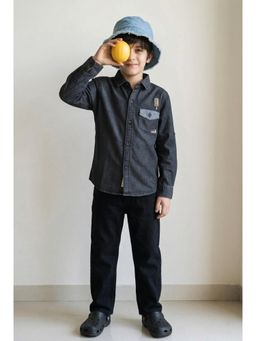 Tales & Stories - Boys Black Solid Denim Shirt