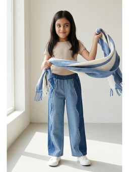 Tales & Stories - Girls Light Blue Wide Leg Denim Jeans Casual