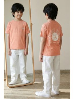 Tales & Stories - Boys Peach Printed Casual T-Shirt