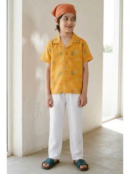 Tales & Stories - Boys Yellow Printed Casual Half Sleeve Shirt