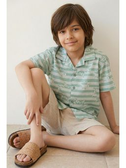 Tales & Stories - Boys Green Printed Casual Shirt