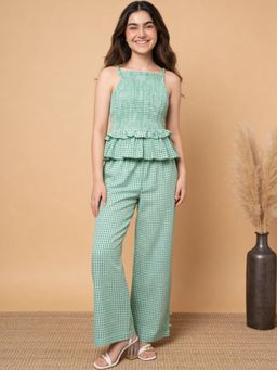 Lil Tomatoes - Girls Cotton Knit Sleeveless Checked Summer Co-Ord Set