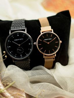 Joker and Witch - Black Stainless Steel Watch (Pack of 2) - JWCW78