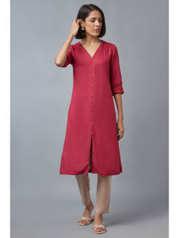 W - Red Solid Kurta