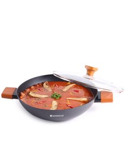 Wonderchef - Caesar Forged Kadhai with Glass Lid 24cm Black