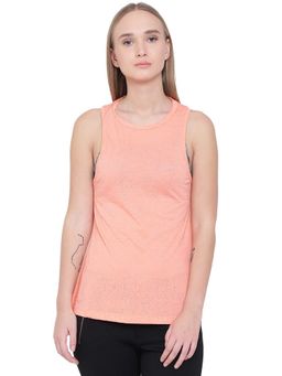 Alcis - Women Orange Solid Burnout Tank Top