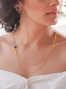 Divas Mantra - 92.5 Sterling Silver Blue Gold Earrings with Lapis Stone