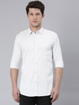 Classic Polo - Men Off White Slim Fit Self Design Casual Shirt