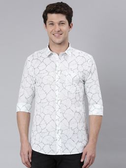 Classic Polo - Men White Slim Fit Printed Casual Shirt