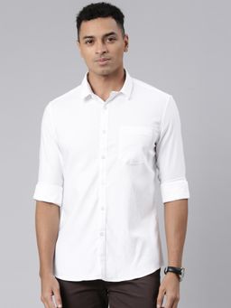 Classic Polo - Men White Slim Fit Solid Casual Shirt