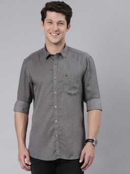 Classic Polo - Men Grey Slim Fit Printed Casual Shirt