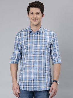 Classic Polo - Men Blue Slim Fit Checks Casual Shirt