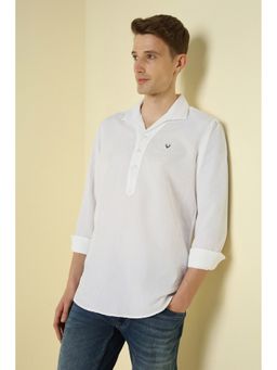 Allen Solly - White Solid Full Sleeves Casual Shirt