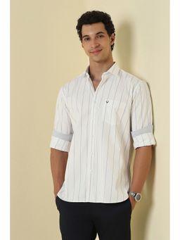 Allen Solly - White Classic Fit Stripe Full Sleeves Casual Shirt