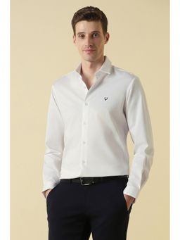 Allen Solly - White Solid Full Sleeves Formal Shirt