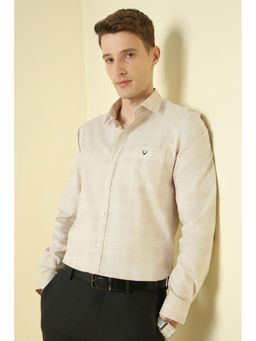Allen Solly - Beige Check Full Sleeves Formal Shirt