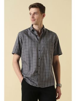 Allen Solly - Grey Classic Fit Check Half Sleeves Casual Shirt