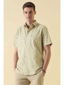 Allen Solly - Beige Classic Fit Print Half Sleeves Casual Shirt