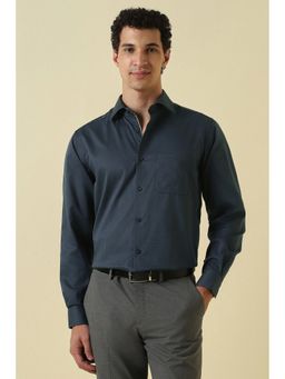 Allen Solly - Navy Blue Textured Full Sleeves Formal Shirt