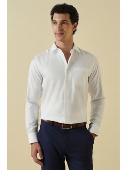 Allen Solly - White Textured Full Sleeves Formal Shirt