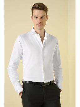 Allen Solly - White Solid Full Sleeves Formal Shirt