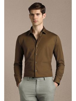 Louis Philippe - Brown Solid Full Sleeves Casual Shirt
