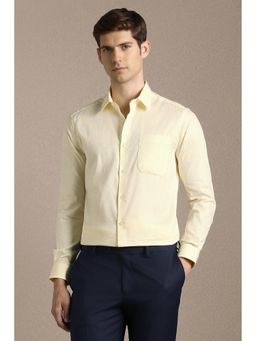 Louis Philippe - Light Yellow Textured Full Sleeves Formal Shirt