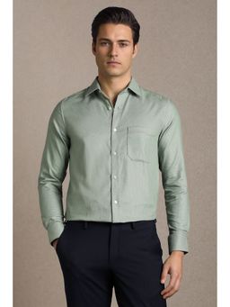 Louis Philippe - Green Textured Full Sleeves Formal Shirt