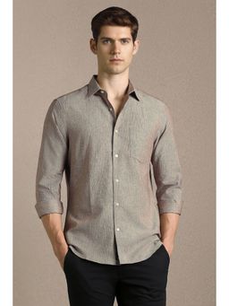 Louis Philippe - Brown Textured Full Sleeves Formal Shirt