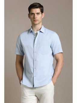 Louis Philippe - Light Blue Textured Half Sleeves Formal Shirt