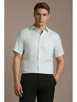 Louis Philippe - Light Blue Textured Half Sleeves Formal Shirt