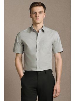 Louis Philippe - Grey Textured Half Sleeves Formal Shirt