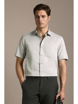 Louis Philippe - Grey Solid Half Sleeves Formal Shirt