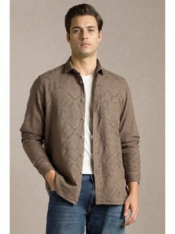 Louis Philippe - Brown Textured Full Sleeves Casual Shirt