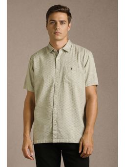 Louis Philippe - Beige Print Half Sleeves Casual Shirt