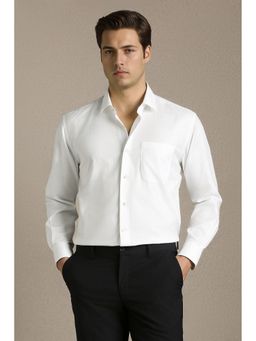 Louis Philippe - White Textured Full Sleeves Formal Shirt