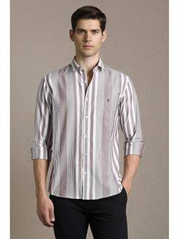 Louis Philippe - Purple Stripe Full Sleeves Casual Shirt