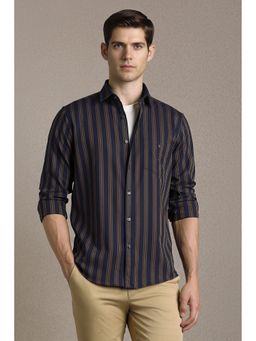 Louis Philippe - Navy Blue Stripe Full Sleeves Casual Shirt