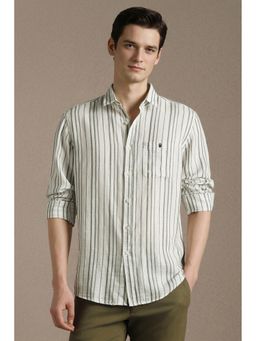 Louis Philippe - White Stripe Full Sleeves Casual Shirt