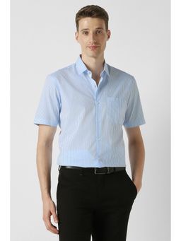 Peter England - Light Blue Nuvo Fit Half Sleeves Formal Shirt