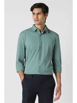 Peter England - Green Slim Fit Full Sleeves Formal Shirt