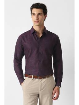 Van Heusen - Purple Textured Full Sleeves Shirt