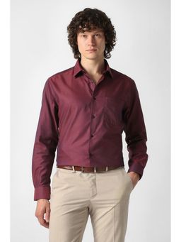 Van Heusen - Maroon Textured Full Sleeves Shirt