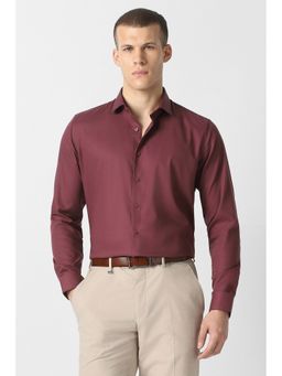 Van Heusen - Maroon Solid Full Sleeves Formal Shirt