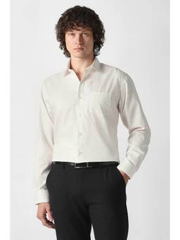 Van Heusen - White Solid Full Sleeves Formal Shirt
