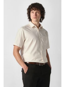 Van Heusen - Cream Textured Half Sleeves Formal Shirt