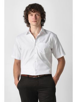 Van Heusen - White Textured Half Sleeves Formal Shirt