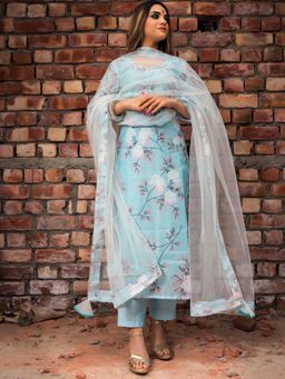 POMCHA - Peony Blue Modal Cotton Suit (Set of 3)