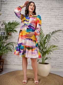 Angloindu - Multi Printed Maternity Shirt Dress
